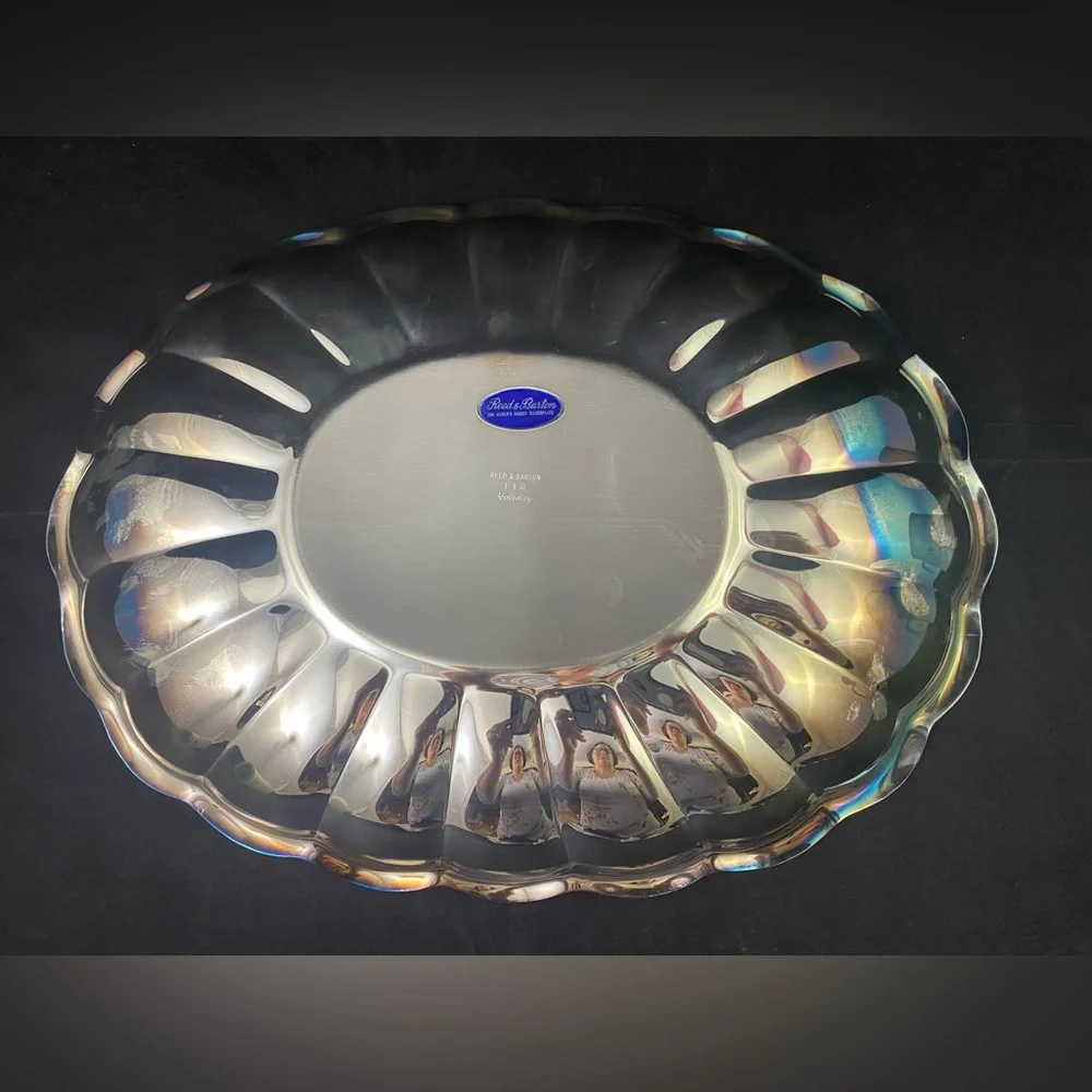 REED & BARTON 110 HOLIDAY Silverplate Oval Serving Platter Bowl 15